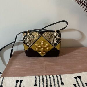 Tory Burch Eleanor Exotic Diamond quilt small convertible Bag